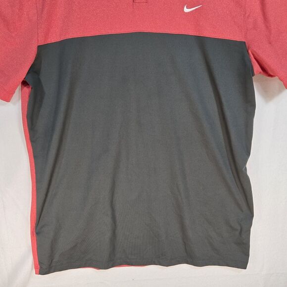 Nike Golf Dri Fit Polo Mens  Standard Fit Heathered Red Grey size Med Colorblock - Picture 3 of 14